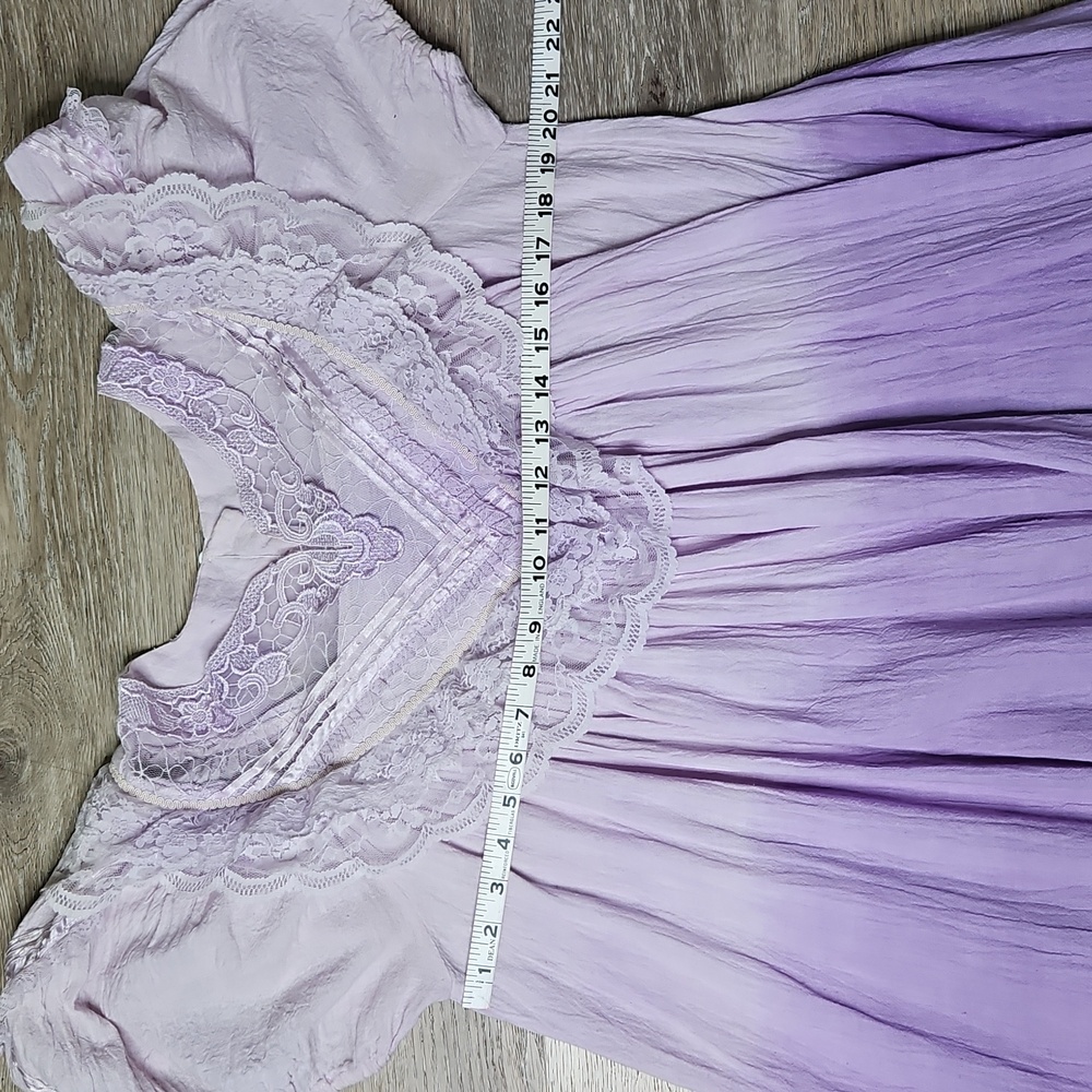 Vintage Boho Lace Ruffled Ombre Lavender Lace Baby Doll Dress Size Small Medium - Picture 14 of 16